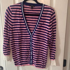J. Crew Pink and Blue Striped Women's Sweater